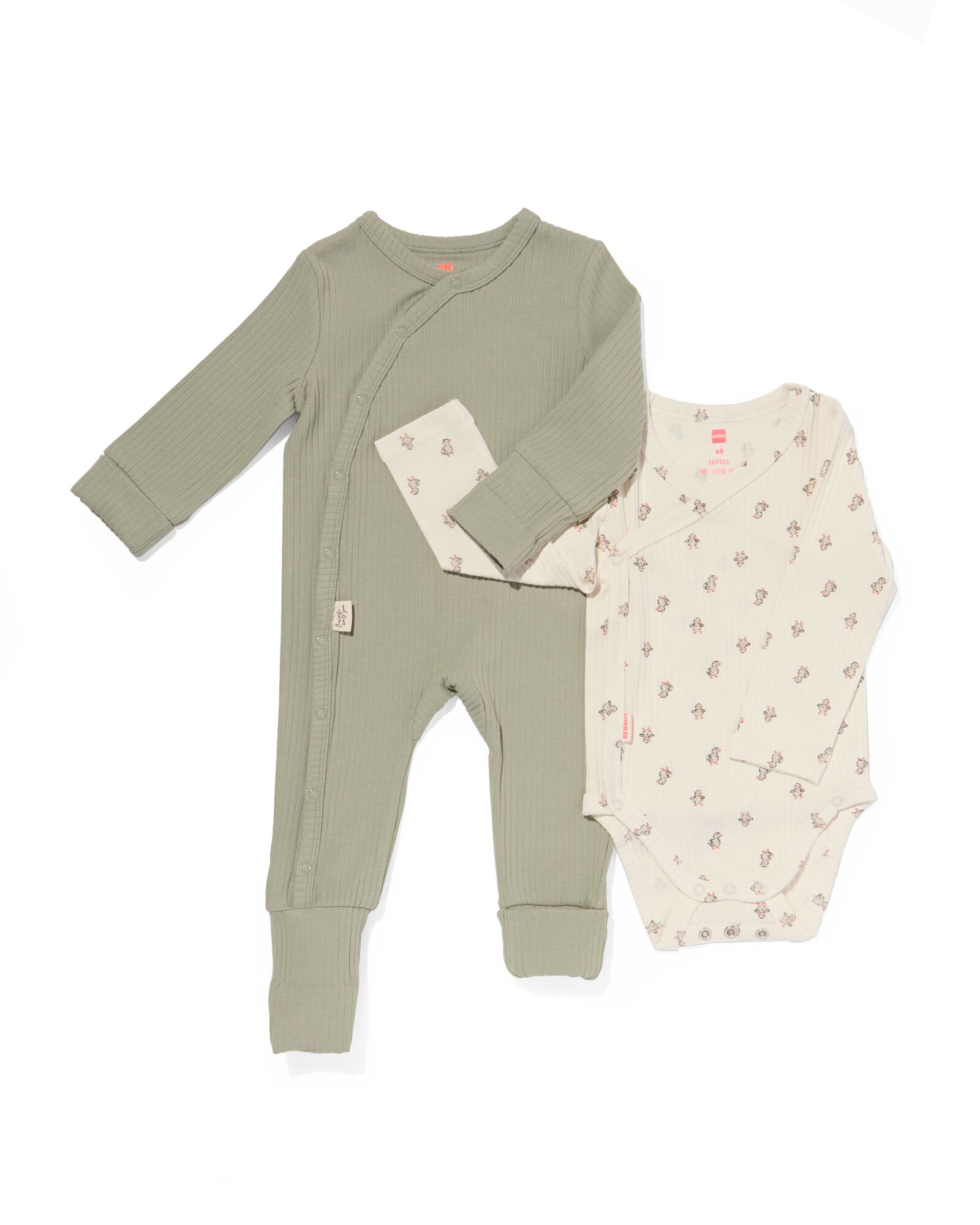 meegroei overslagromper rib met bamboe stretch gebroken wit gebroken wit - 1000029881 - HEMA